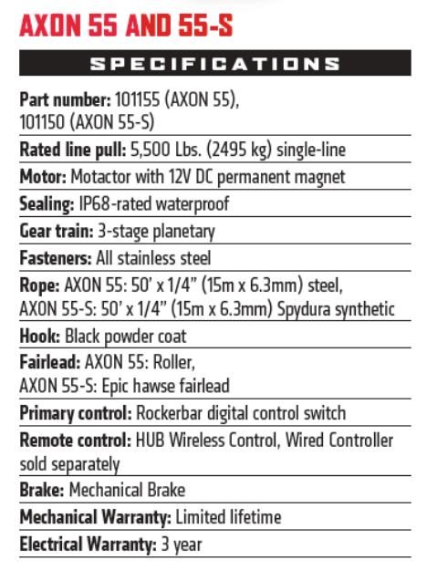 WARN AXON 55-S Powersports Winch - 5,500 lb Synthetic Rope